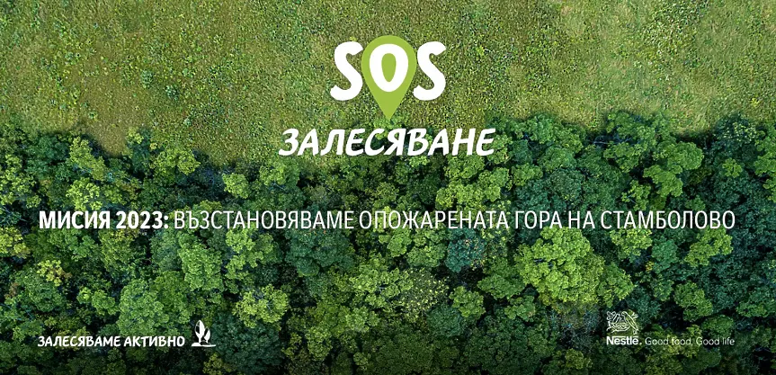 15 000 новозасадени фиданки от видовете цер, благун и космат дъб ще възстановят 30 декара опожарени гори в Стамболово с подкрепата на Нестле България 
